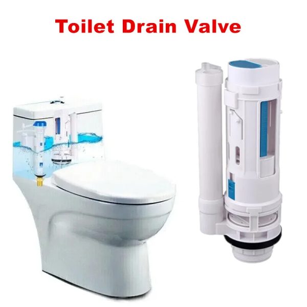 Two-button Extended Toilet Water Outlet Valve Dual Flush Fill Water Tank Fittings Drain Flush Cistern Valve