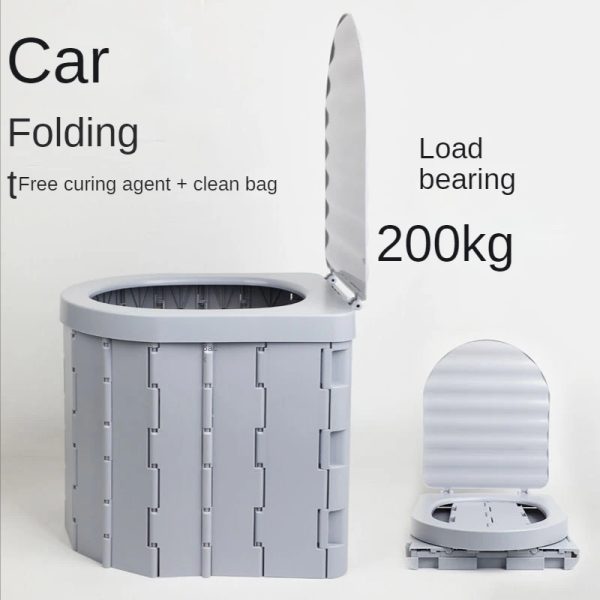 The Go Anywhere Toilet folded flat and stored compactly in a car trunk.