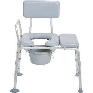 Comfortable commode chair featuring a detachable bucket for convenient cleaning and improved bathroom sanitation.
