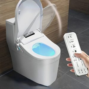 EcoFresh smart toilet with a built-in nightlight for improved visibility and safety in the bathroom at night.