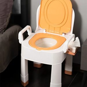 Non-slip collapsible toilet seat designed for household use, featuring a sturdy, foldable design and comfortable seat for adults.