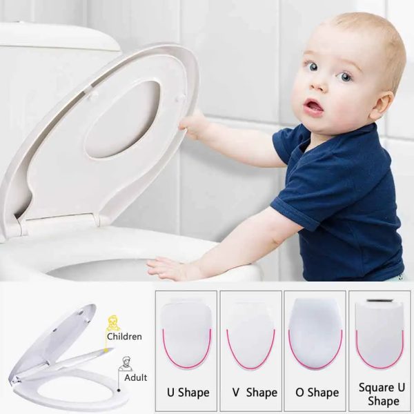 Double layer potty chair toilet seat with a baby potty training seat cover, shown installed on a standard toilet.