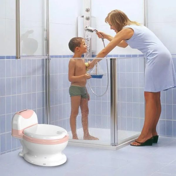 Foldable potty training seat featuring a splash guard for mess-free potty training.