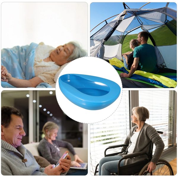 A person sitting comfortably on an inflatable bedpan with a discreet design.