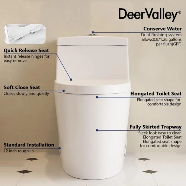 Top view of the DeerValley Compact toilet bowl showcasing its space-saving design
