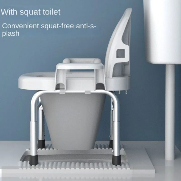 White removable toilet seat chair with comfortable padding, secure grab bars, and easy removal levers.