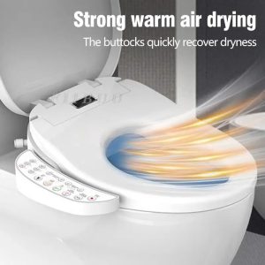 Elongated Bidet Smart Toilet Seat Cover - Rear and front wash options, seat heating, warm air drying, night light - for a cleaner, more comfortable bathroom experience.