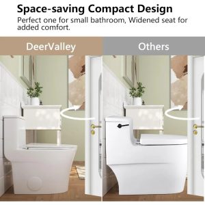 Modern small toilet featuring a comfortable wider chair seat, perfect for limited space.