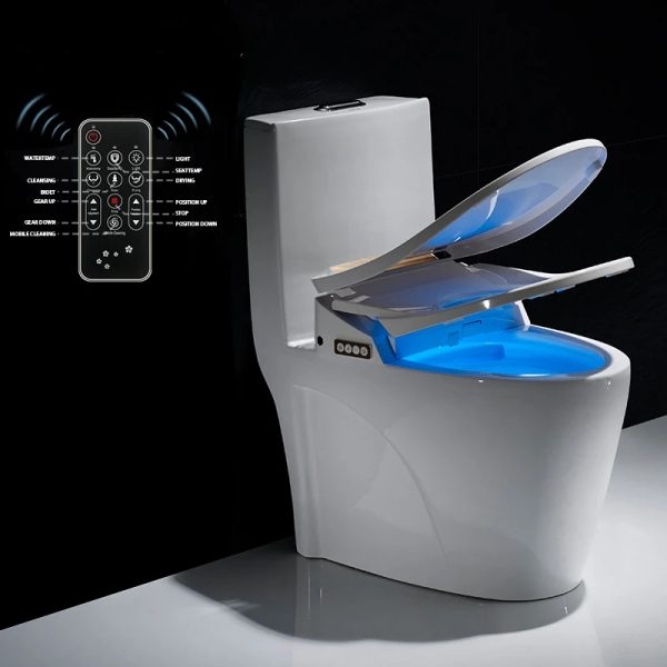 White toilet seat riser securely installed on an elongated toilet, showcasing the comfortable fit and increased seat height.