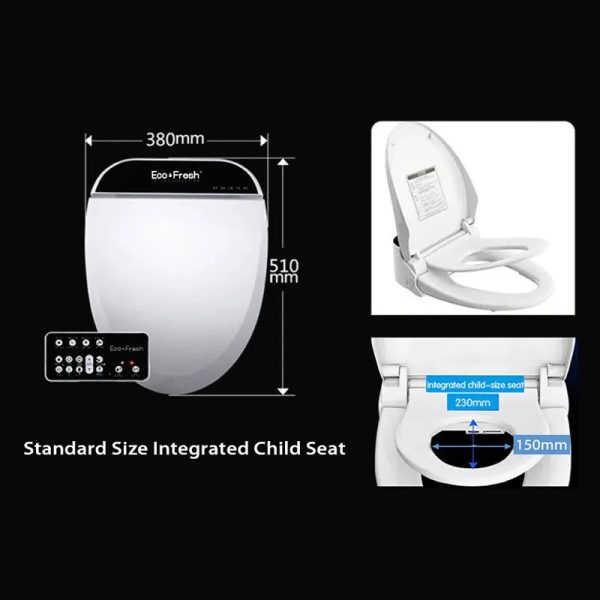 EcoFresh smart toilet featuring an adjustable bidet spray with customizable settings for a personalized cleansing experience.