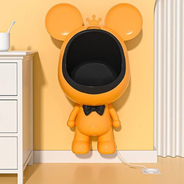 Detailed view of a cartoon bear urinal with a removable bowl for easy cleaning.